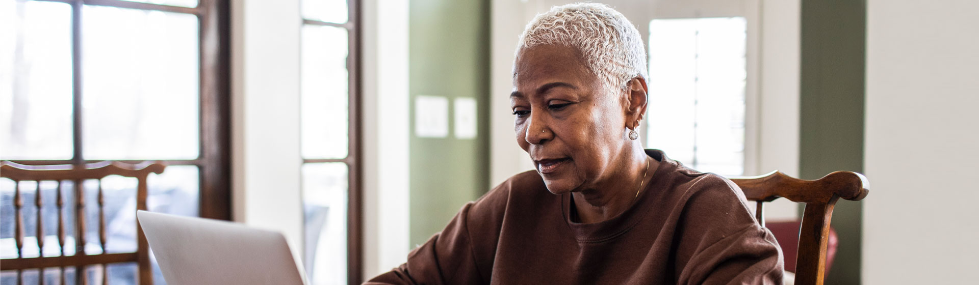 A woman on the computer