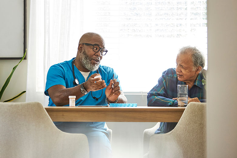Provider speaks with patient about their medication